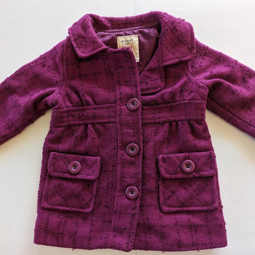 Infant Girl's dress coat/ pea coat - Size 12-18 months - Purple